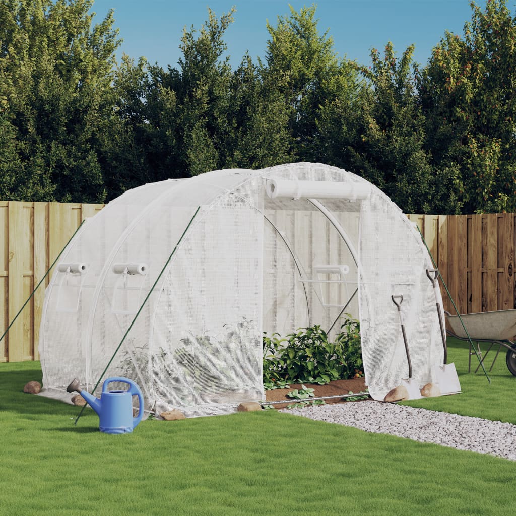 Gewächshaus mit Stahlrahmen Weiß 6 m² 3x2x2 m Gewächshaus mit Stahlrahmen Weiß 6 m² 3x2x2 m