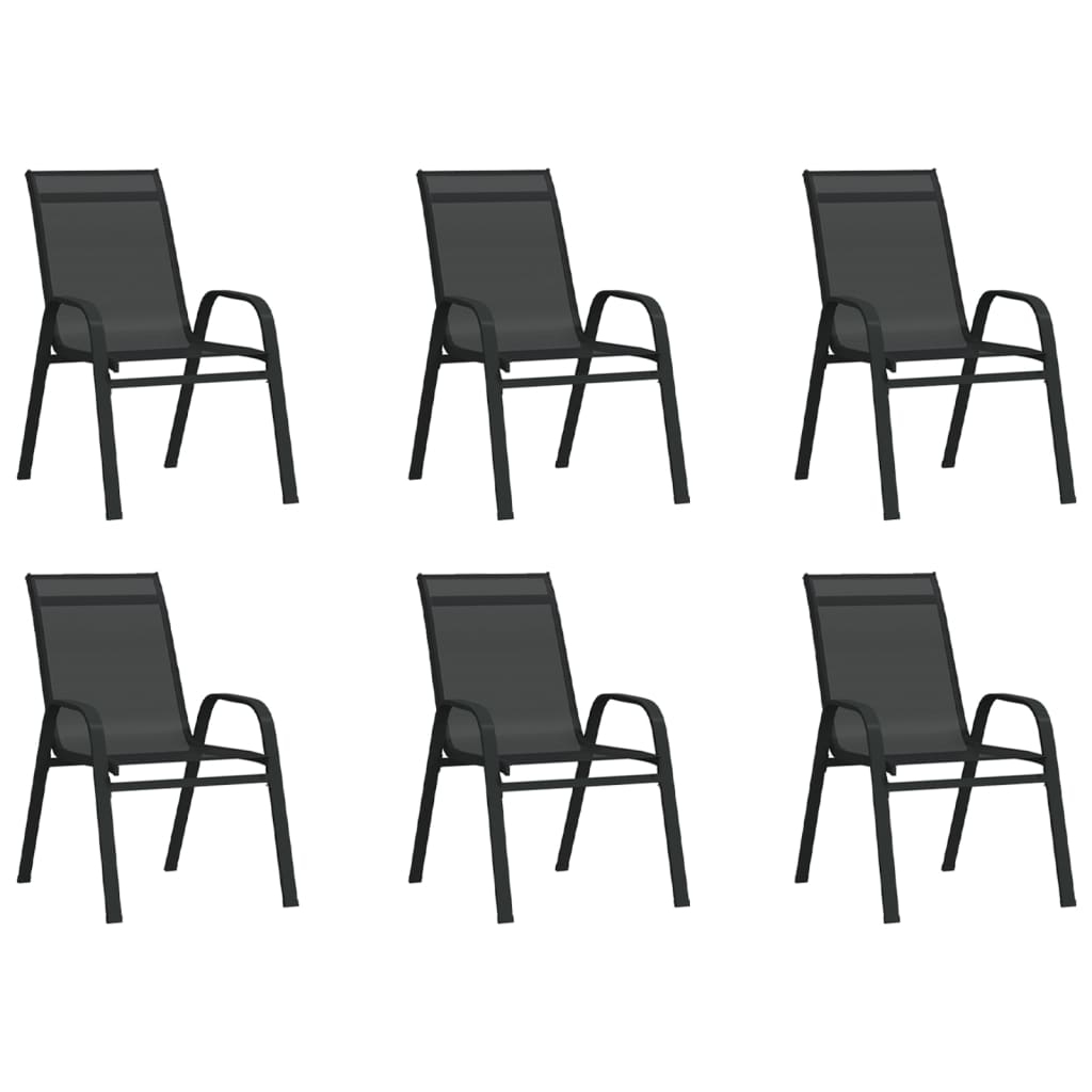 Stapelbare Gartenstühle 6 Stk. Schwarz Textilene Stapelbare Gartenstühle 6 Stk. Schwarz Textilene