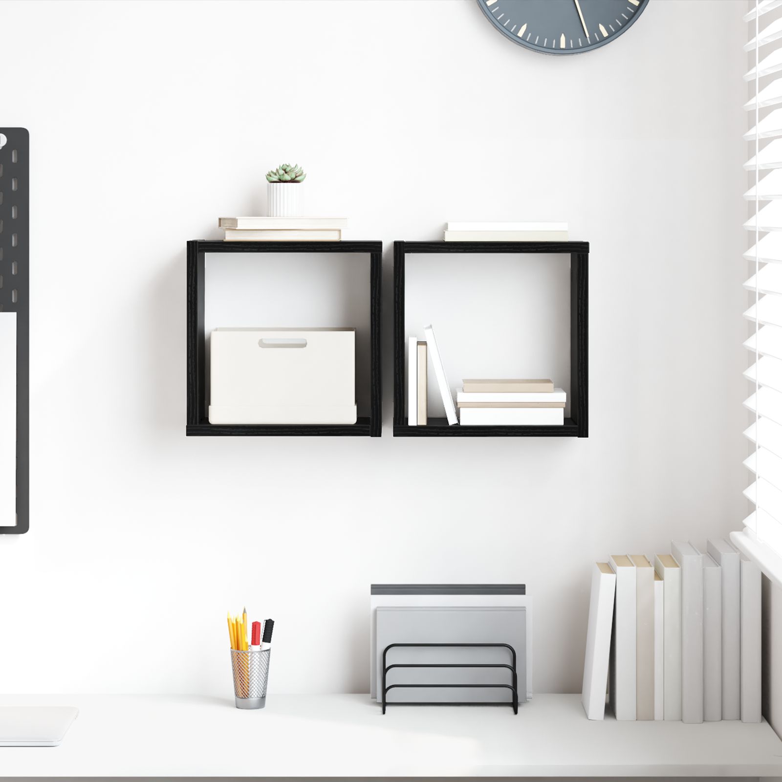 Wandregale Schwarz-Eiche MDF 26 x 15 x 26 cm Wandregale Wandregale Schwarz-Eiche MDF 26 x 15 x 26 cm Wandregale