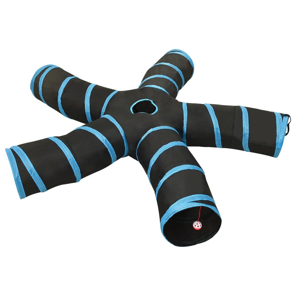 Katzentunnel 5-Wege Schwarz und Blau 25 cm Polyester Katzentunnel 5-Wege Schwarz und Blau 25 cm Polyester