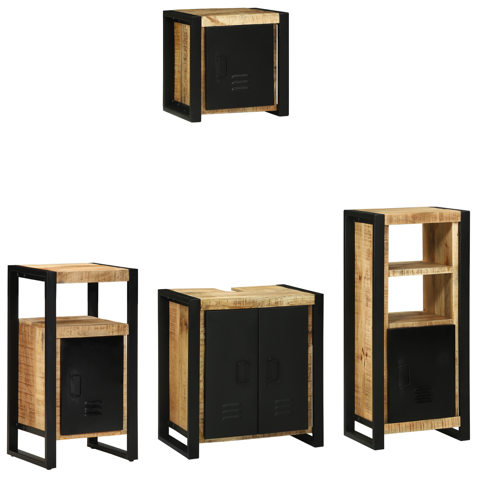 Badezimmermöbel Set mit Regal 4 pcs Braun Massives Mango-Holz Badezimmermöbel Set mit Regal 4 pcs Braun Massives Mango-Holz