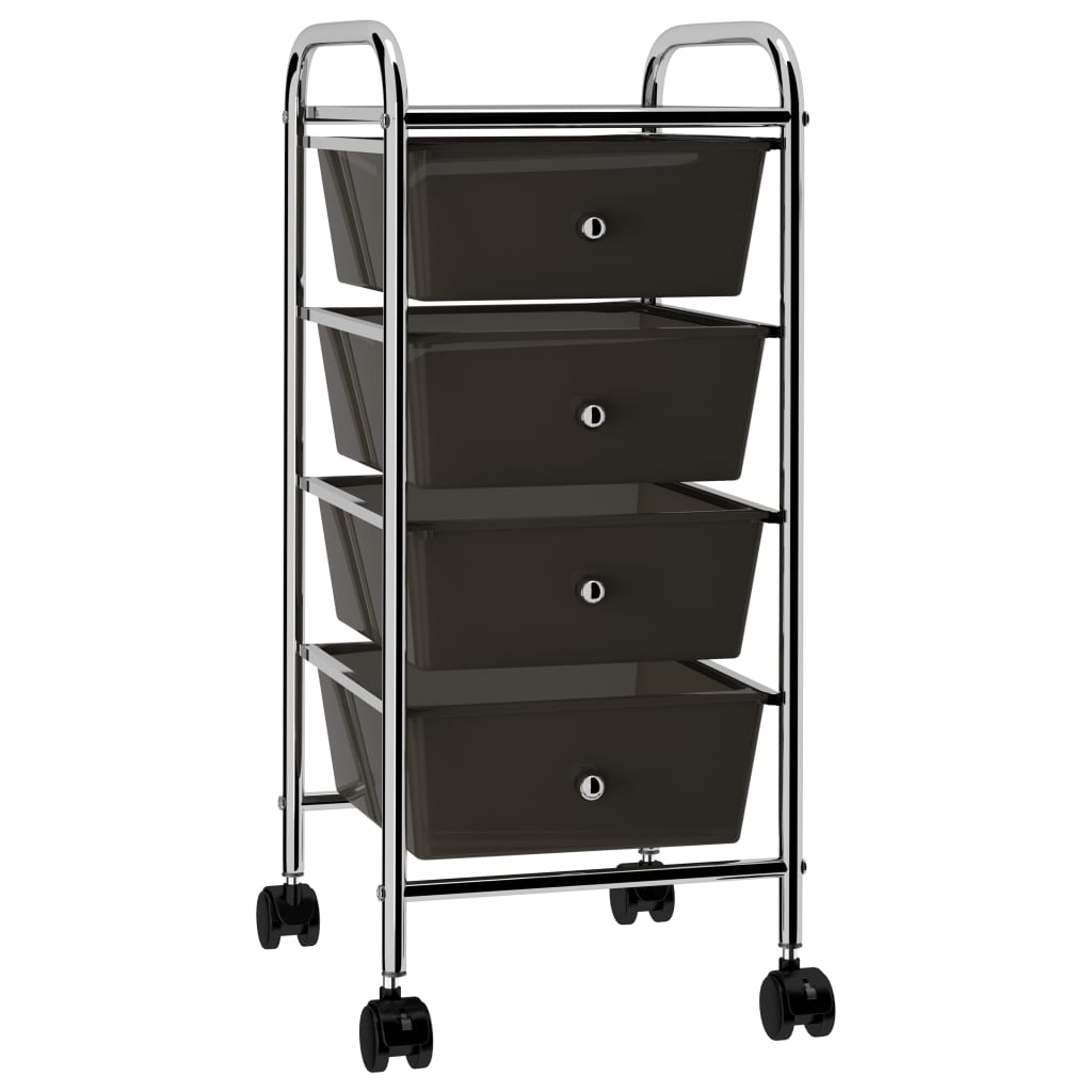 Schubladenwagen mit 4 Schubladen Schwarz Kunststoff Schubladenwagen mit 4 Schubladen Schwarz Kunststoff