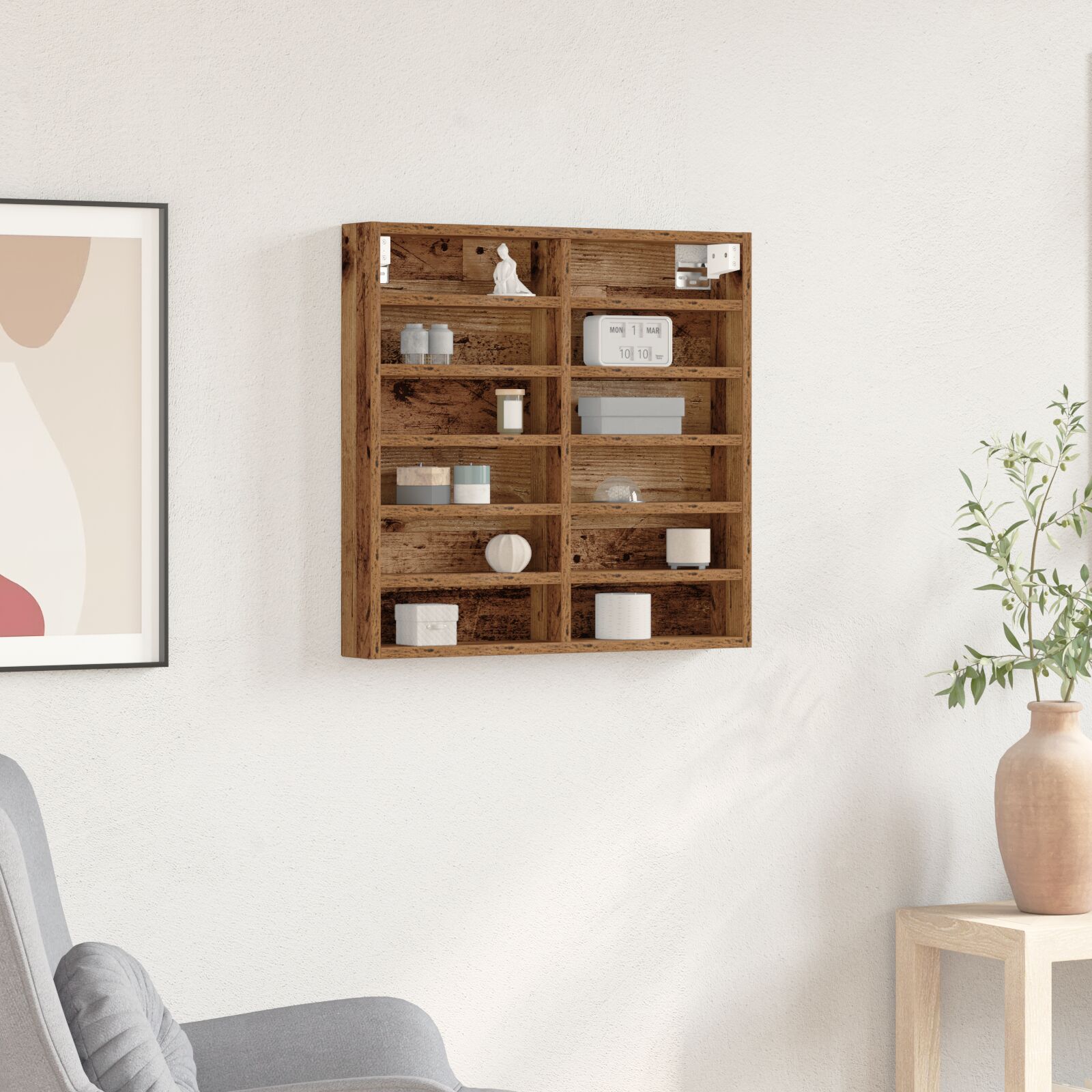 Vitrinenschrank Altholz 60x8,5x58 cm Holzwerkstoff Vitrinenschrank Altholz 60x8,5x58 cm Holzwerkstoff