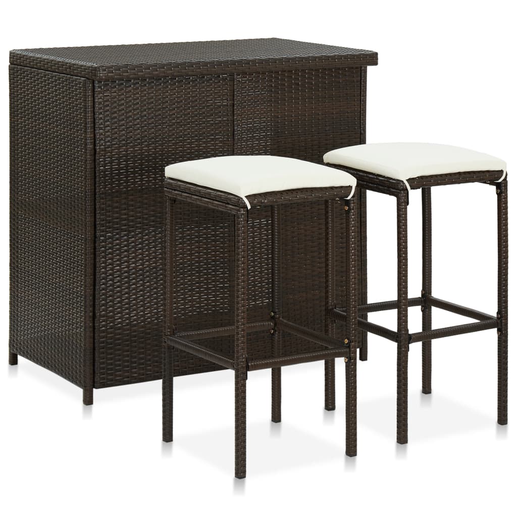 3-tlg. Bar Set Poly Rattan Braun 3-tlg. Bar Set Poly Rattan Braun