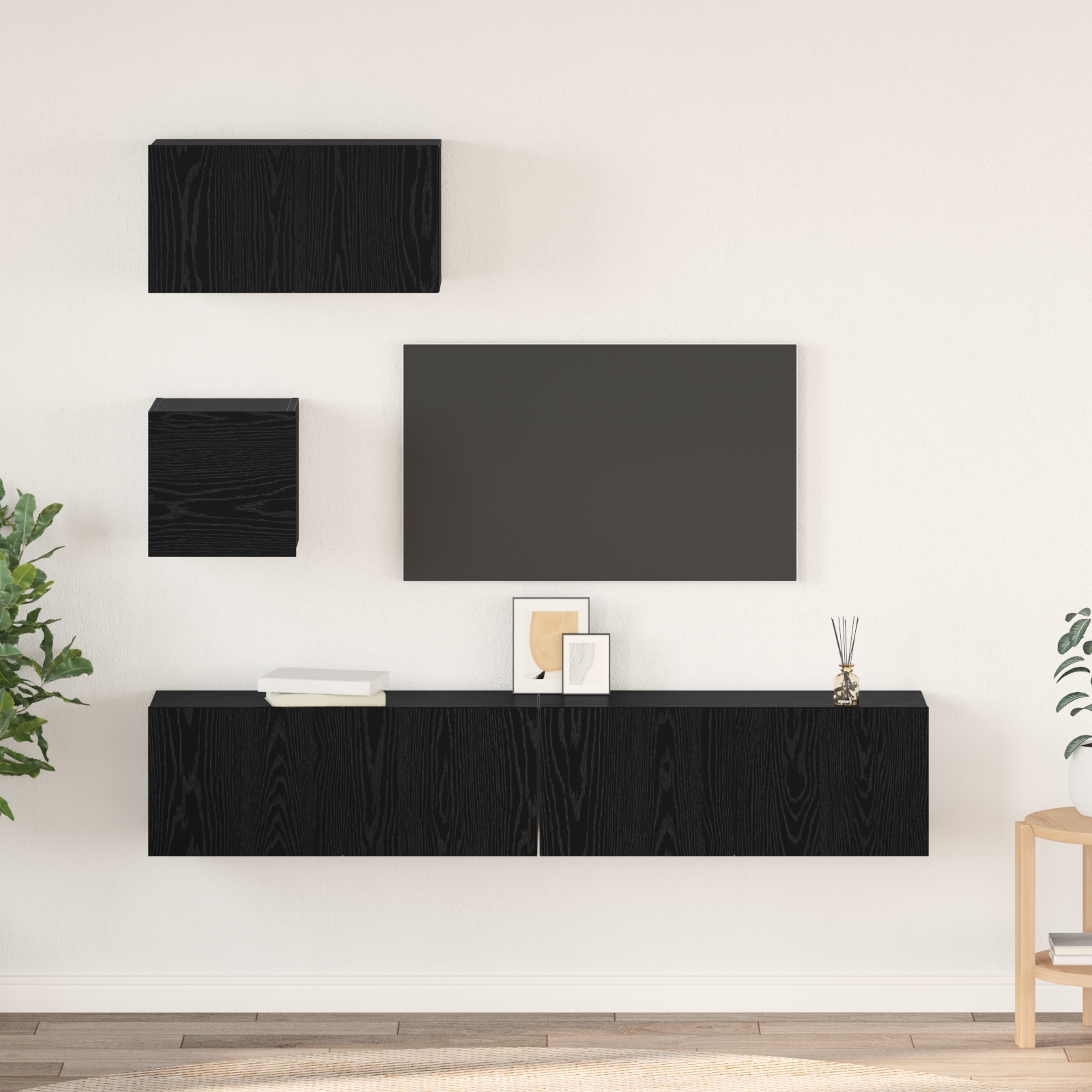 TV-Regal Set Sonstiges mit Speicher mit Tür 4 pcs Schwarz Eiche 80 x 30 x 30 cm TV-Regal Set Sonstiges mit Speicher mit Tür 4 pcs Schwarz Eiche 80 x 30 x 30 cm