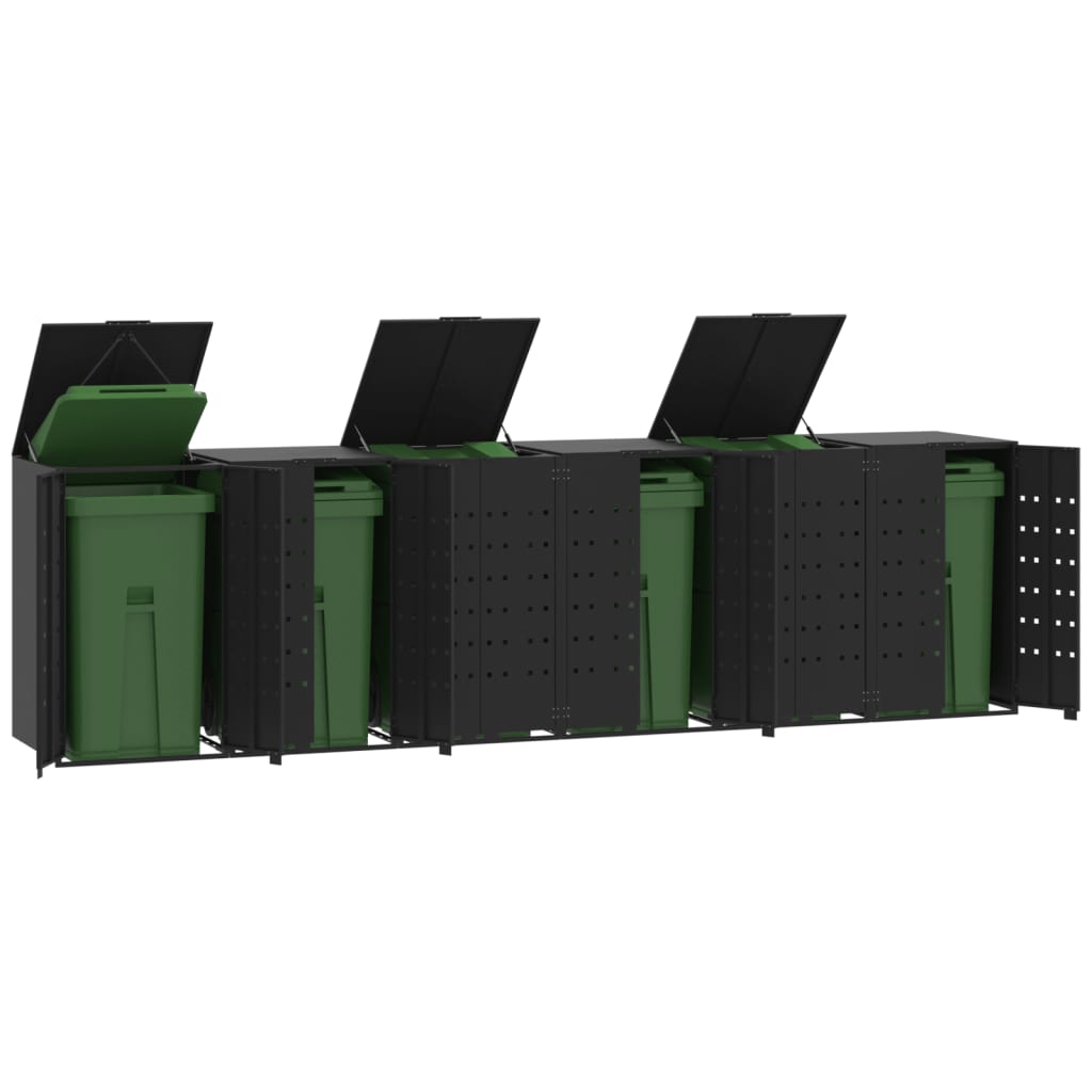 Mülltonnenbox für 6 Tonnen Schwarz 414x79x117 cm Stahl Mülltonnenbox für 6 Tonnen Schwarz 414x79x117 cm Stahl