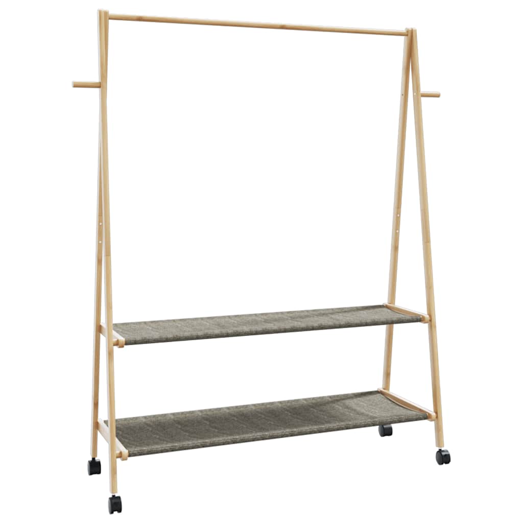 Kleiderständer mit Ablagen und Rollen 132x45,5x155,5 cm Bambus Kleiderständer mit Ablagen und Rollen 132x45,5x155,5 cm Bambus