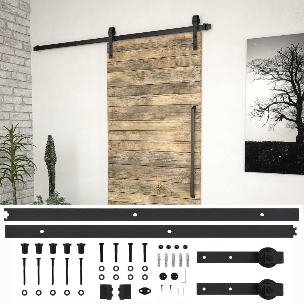 Schiebetürbeschlag-Set SKIEN 200 cm Stahl Schwarz Schiebetürbeschlag-Set SKIEN 200 cm Stahl Schwarz