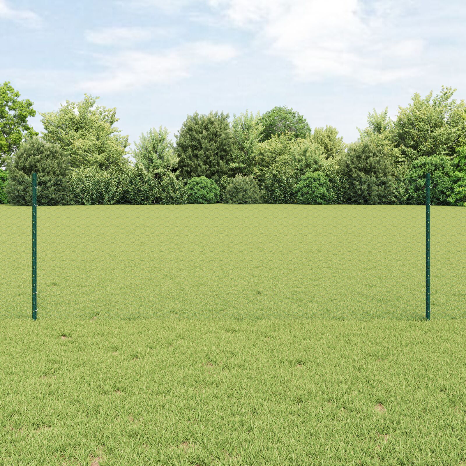 Zaunpfosten 5 Stück U-Kanal Grün 80 cm Stahl, Sechseckzaun Grün 0.8x10 m Stahl