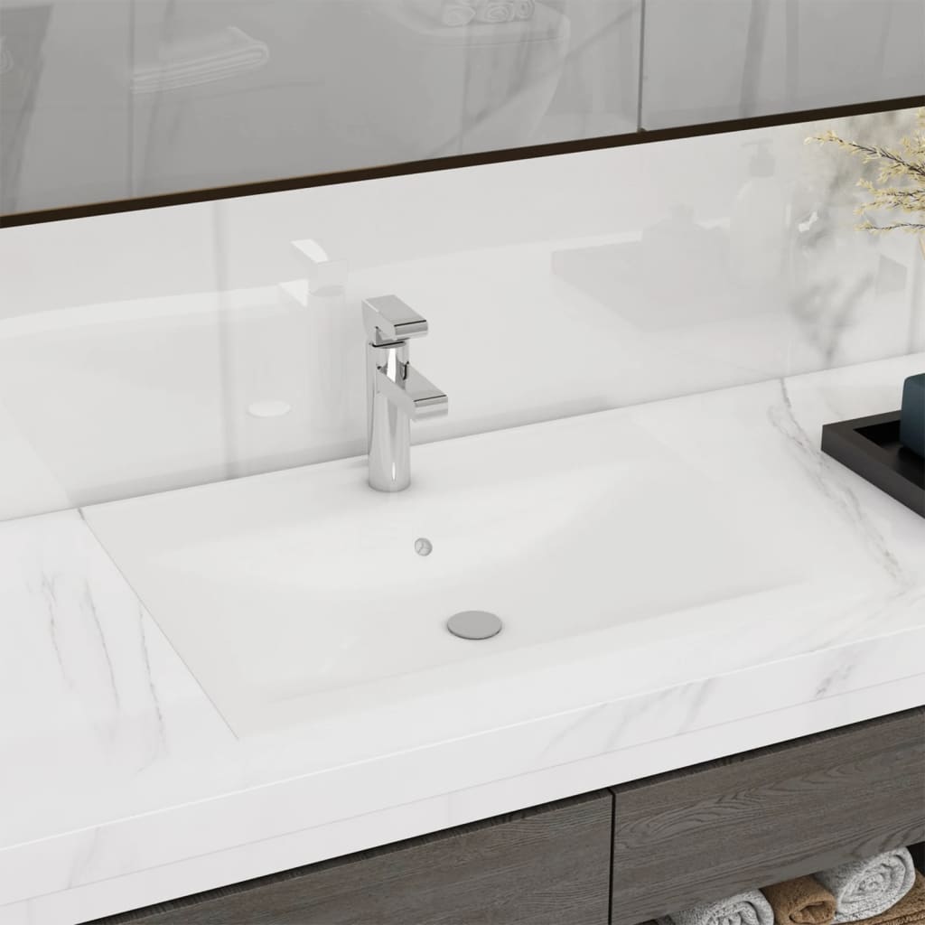Luxus-Waschbecken mit Hahnloch Matt-Weiß 60x46 cm Keramik Luxus-Waschbecken mit Hahnloch Matt-Weiß 60x46 cm Keramik