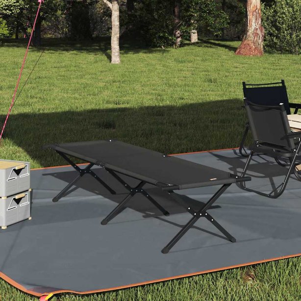 Klapp Schlafbett fürs Camping Schwarz Oxford Stoff