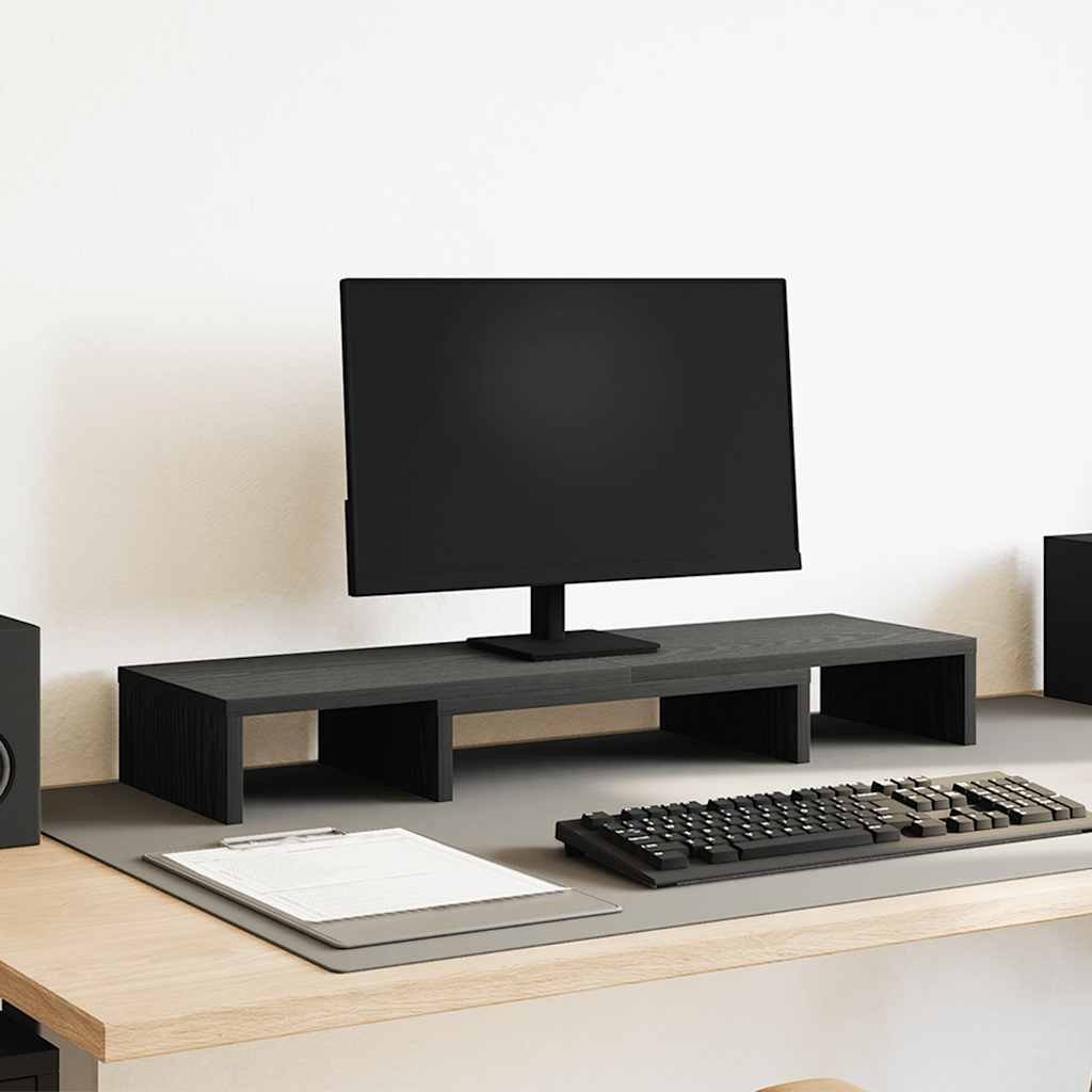 Monitorständer Verstellbar Schwarz Eichen-Optik 80x24x10,5 cm Monitorständer Verstellbar Schwarz Eichen-Optik 80x24x10,5 cm