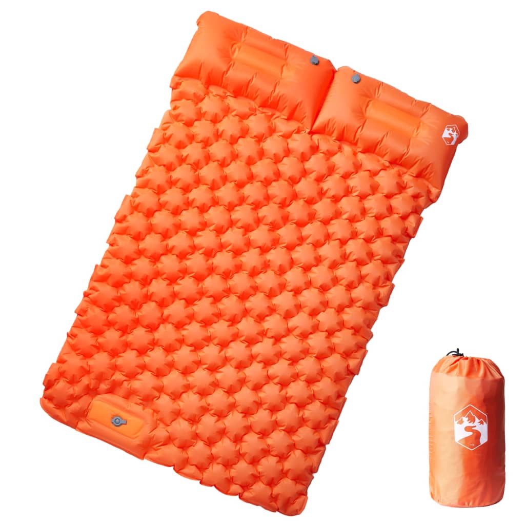 Doppel-Isomatte mit Kissen Selbstaufblasend Orange Doppel-Isomatte mit Kissen Selbstaufblasend Orange