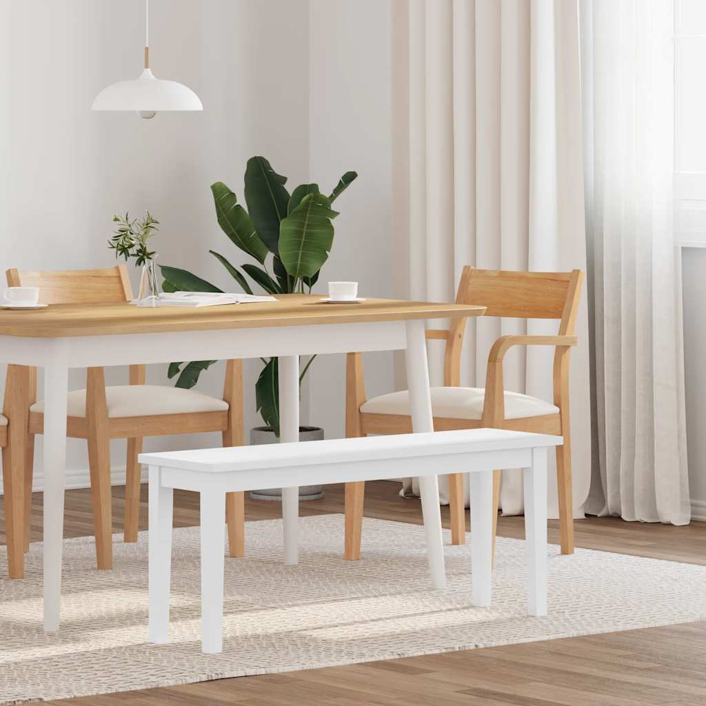 Bank 110 cm Weiß Massivholz Gummibaum Bank 110 cm Weiß Massivholz Gummibaum