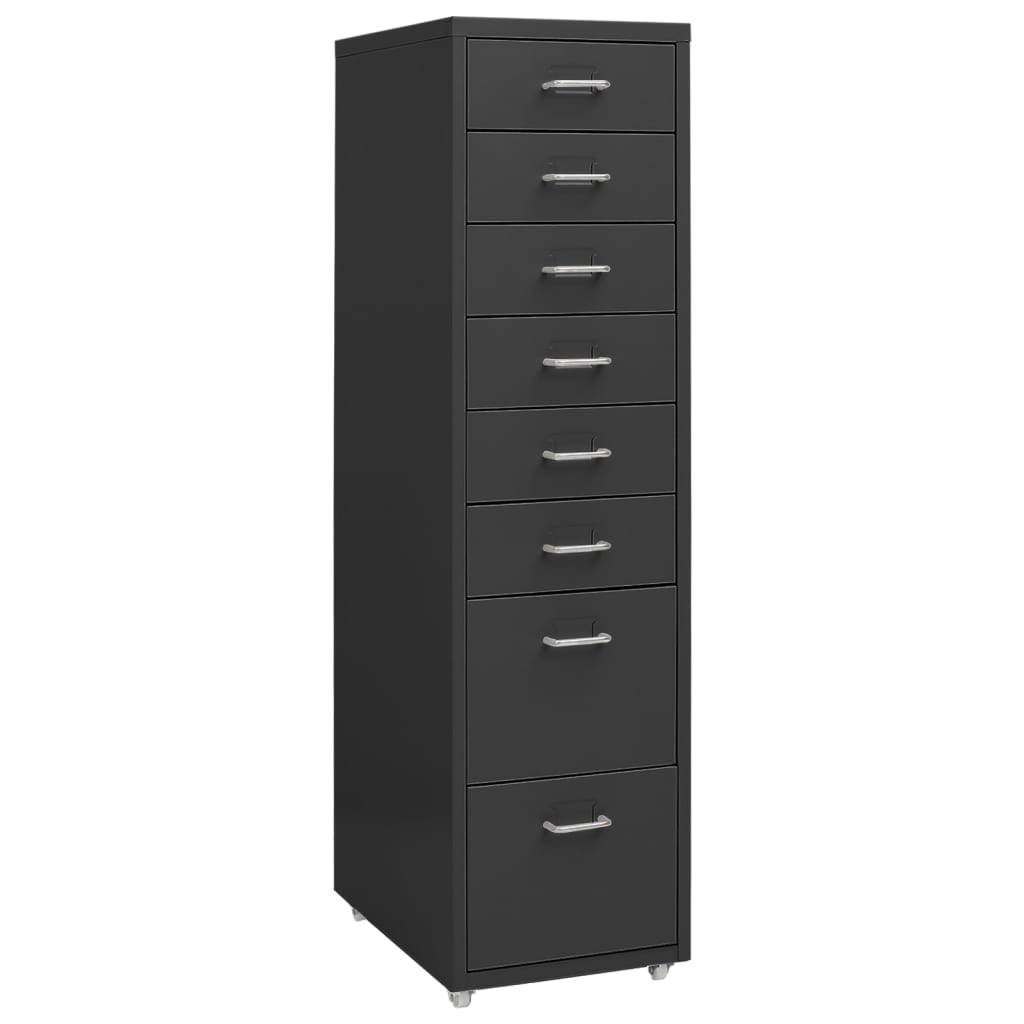 Aktenschrank mit Rollen Anthrazit 28x41x109 cm Metall Aktenschrank mit Rollen Anthrazit 28x41x109 cm Metall