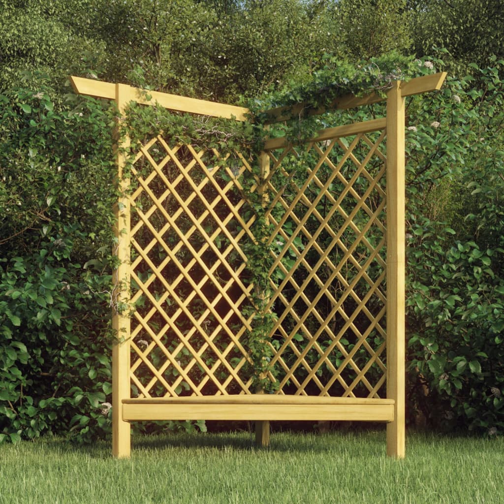 Eckpergola mit Bank 166x81x174 cm Kiefernholz Imprägniert Eckpergola mit Bank 166x81x174 cm Kiefernholz Imprägniert