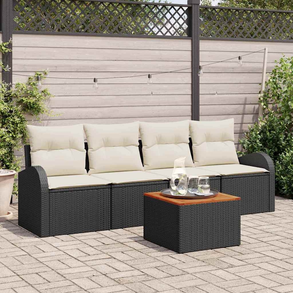 Garten-Sofa-Set 5 pcs Schwarz, weiß Garten-Sofa-Set 5 pcs Schwarz, weiß