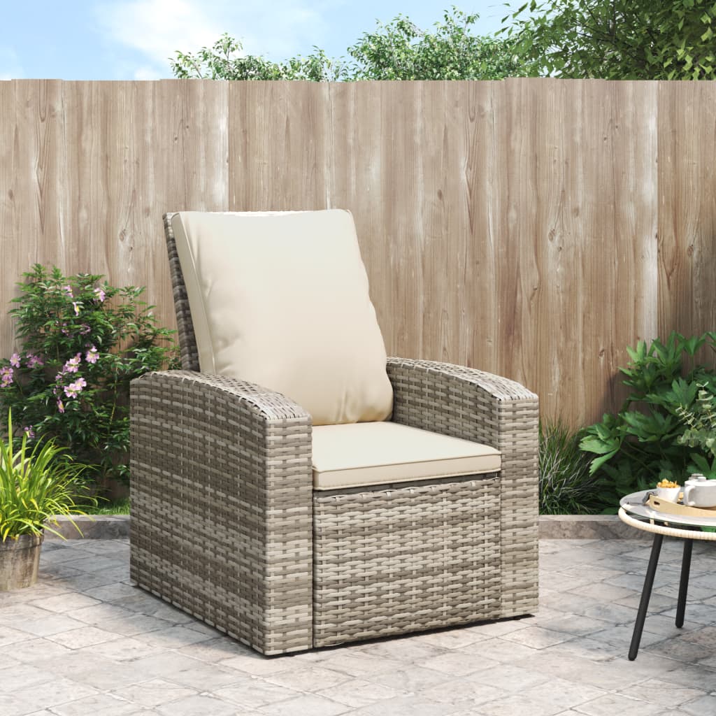 Gartensessel Verstellbar mit Kissen Hellbraun Poly Rattan Gartensessel Verstellbar mit Kissen Hellbraun Poly Rattan