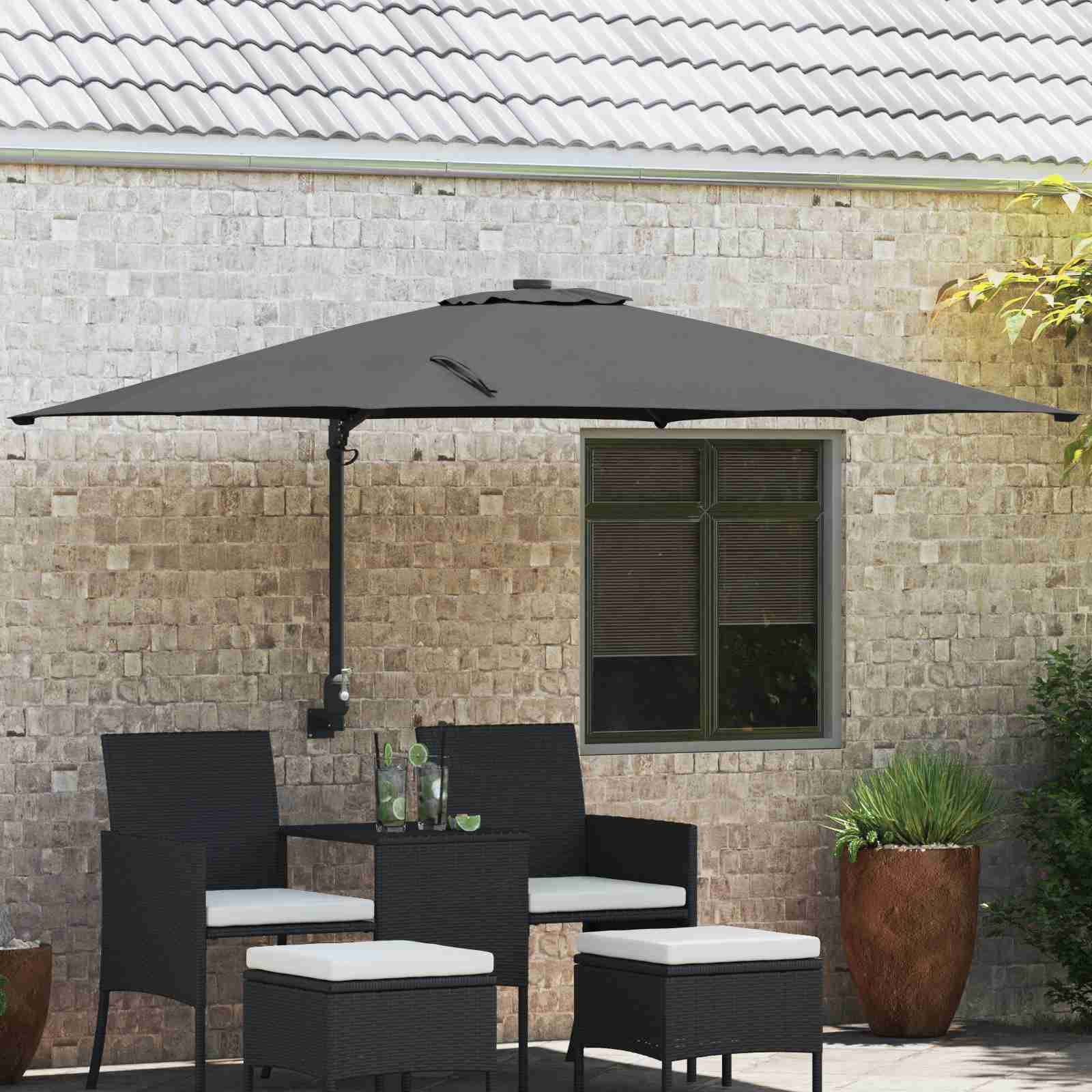 Outdoor-Schirm Anthrazit Polyester, pulverbeschichteter Stahl Groß Outdoor-Schirm Anthrazit Polyester, pulverbeschichteter Stahl Groß