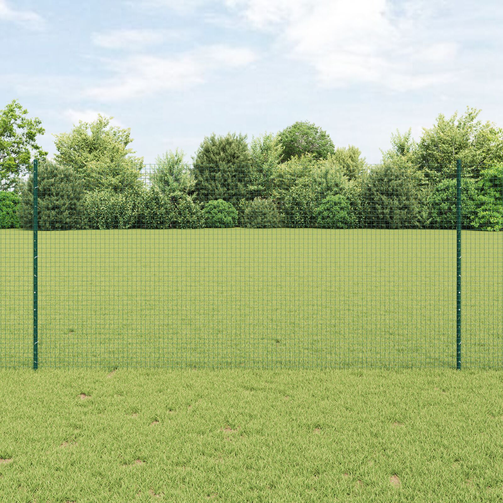 Schweißdrahtzaun mit 11 U-Pfosten Grün 1,2x25 m Stahl