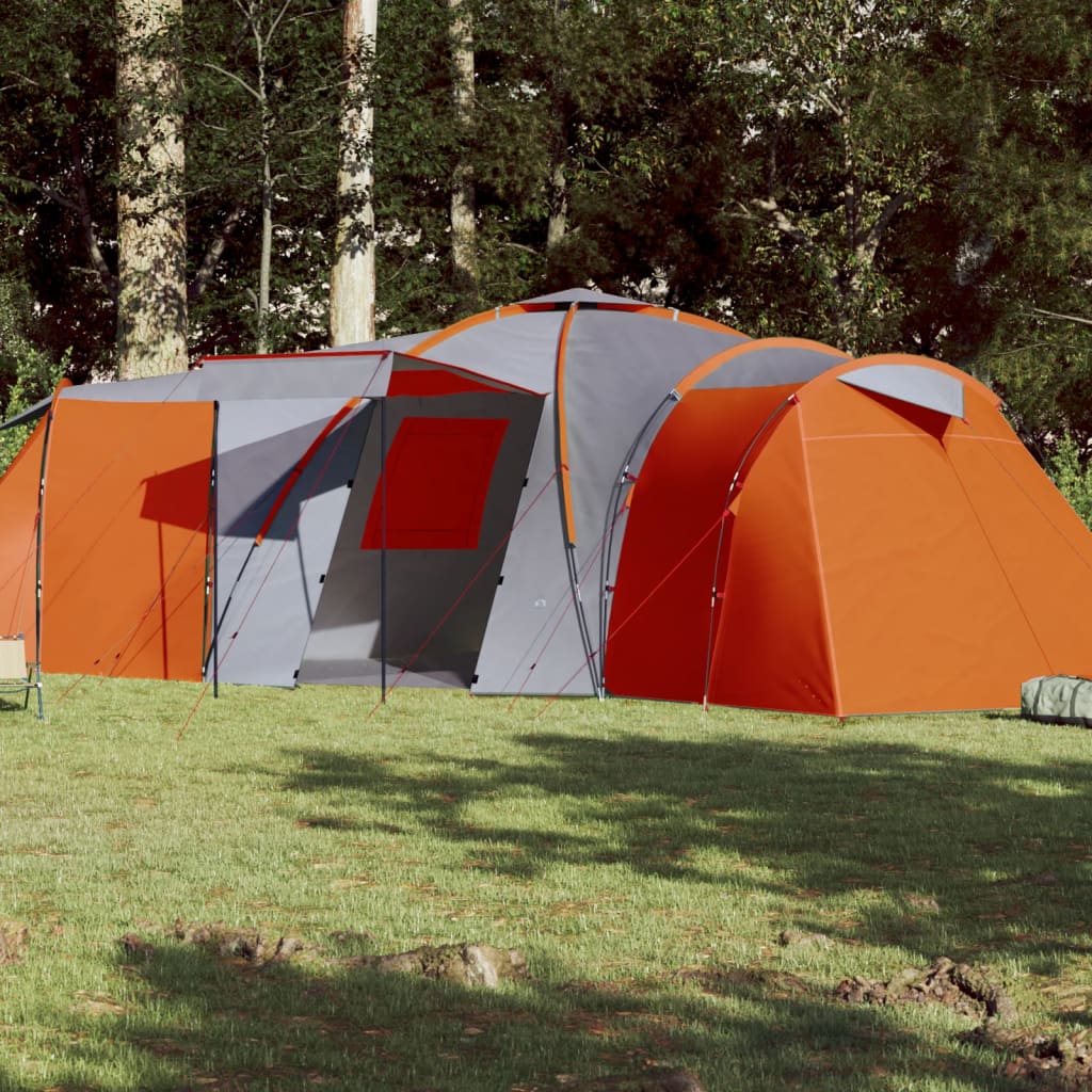 Campingzelt 12 Personen Grau und Orange Wasserfest