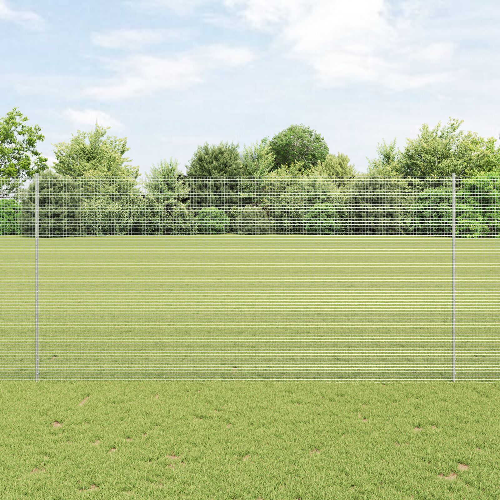 Geschweißter Drahtzaun mit 44 U Pfosten Silber 1,5x50 m Stahl