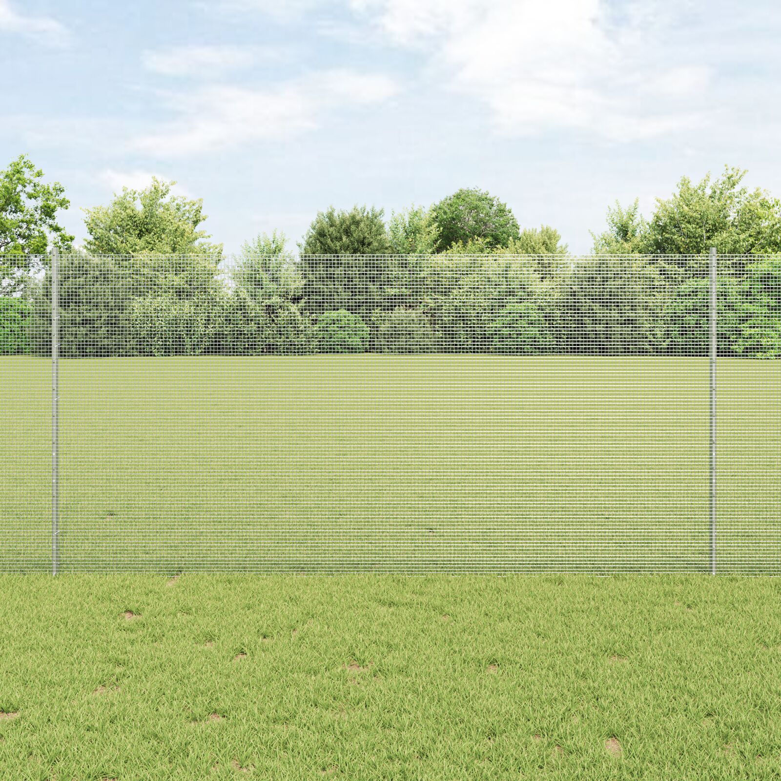 Geschweißter Drahtzaun mit 44 U-Pfosten Silber 1.2x50 m Stahl