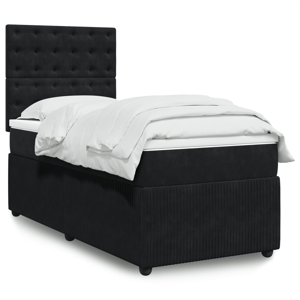 Boxspringbett mit Matratze Schwarz 80x200 cm Samt Boxspringbett mit Matratze Schwarz 80x200 cm Samt