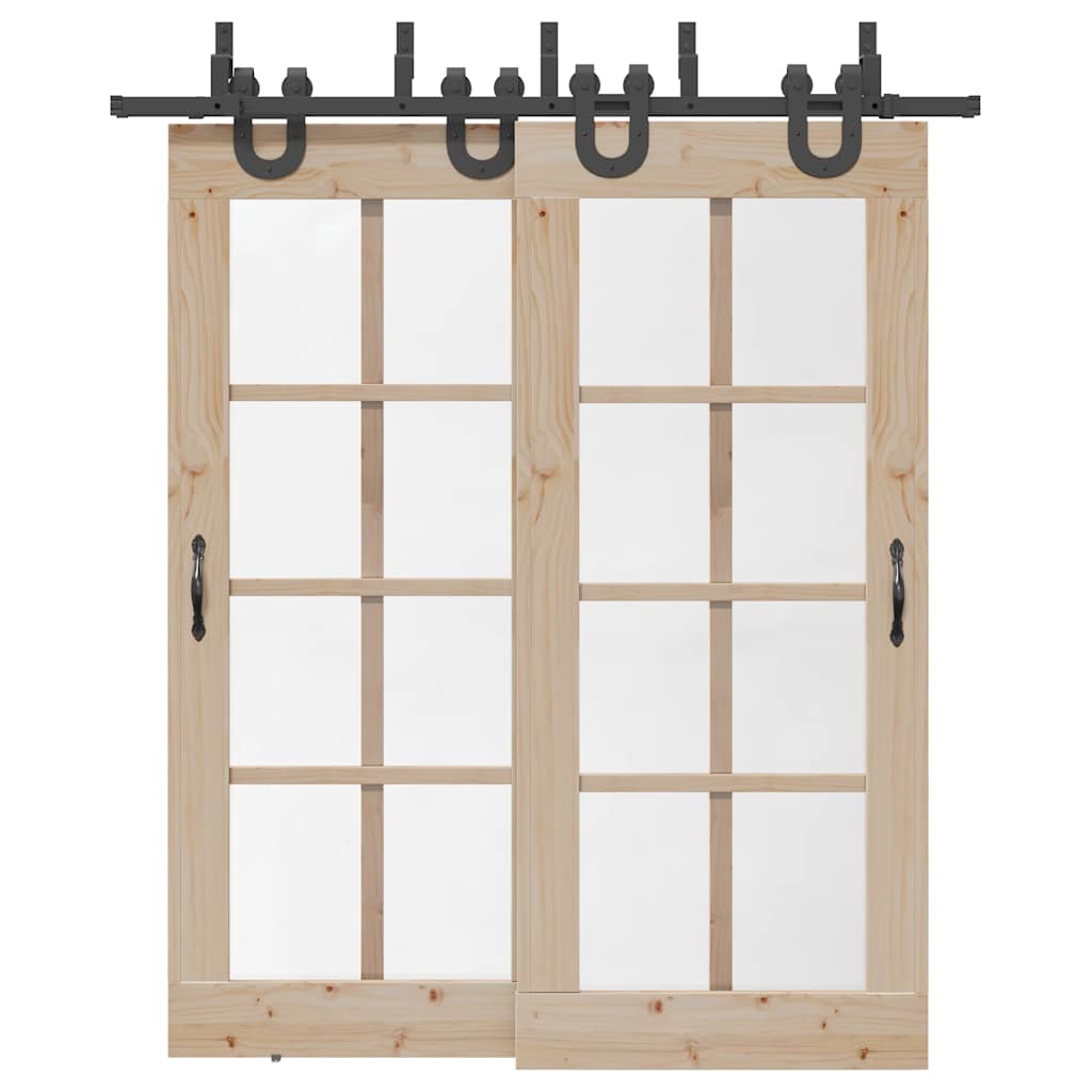 Schiebetürbeschlag-Set 200 cm Stahl Schwarz Schiebetürbeschlag-Set 200 cm Stahl Schwarz