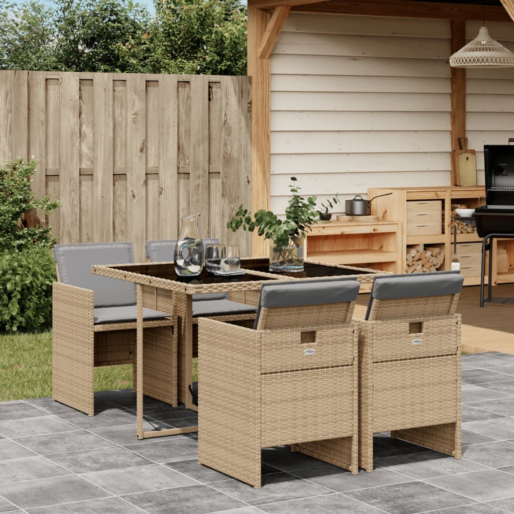 5-tlg. Garten-Essgruppe mit Kissen Beigemischung Poly Rattan 5-tlg. Garten-Essgruppe mit Kissen Beigemischung Poly Rattan