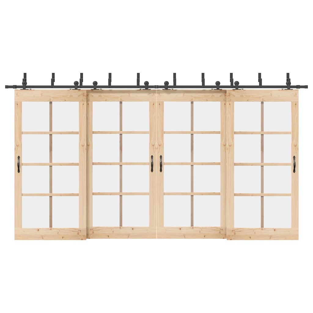 Schiebetürbeschlag-Set 213,5 cm Stahl Schwarz Schiebetürbeschlag-Set 213,5 cm Stahl Schwarz