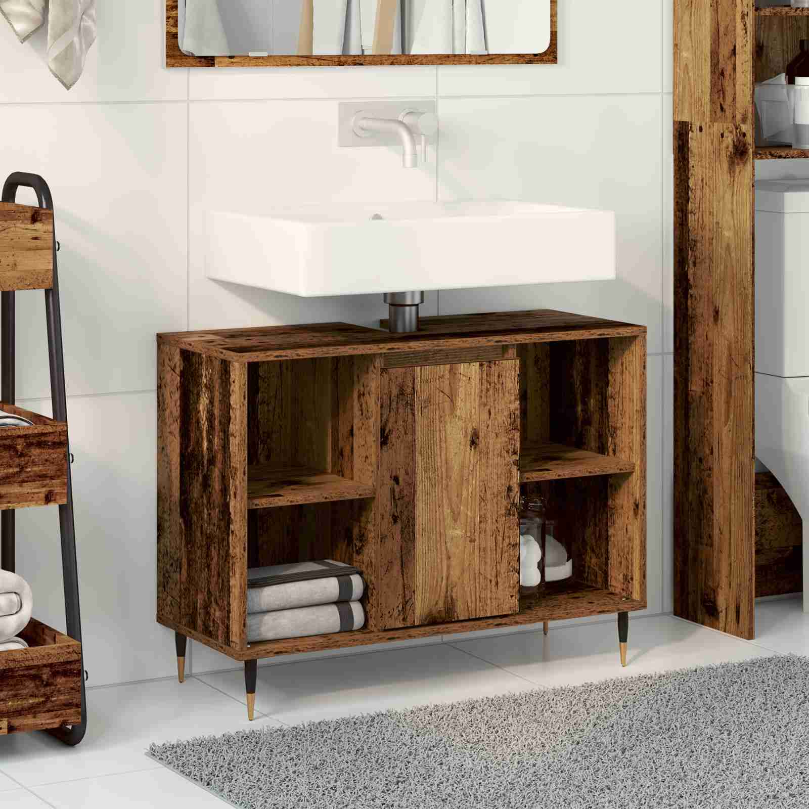 Rustikaler Badezimmer Waschtisch Altes Holz Massivholz Mittel Rustikaler Badezimmer Waschtisch Altes Holz Massivholz Mittel