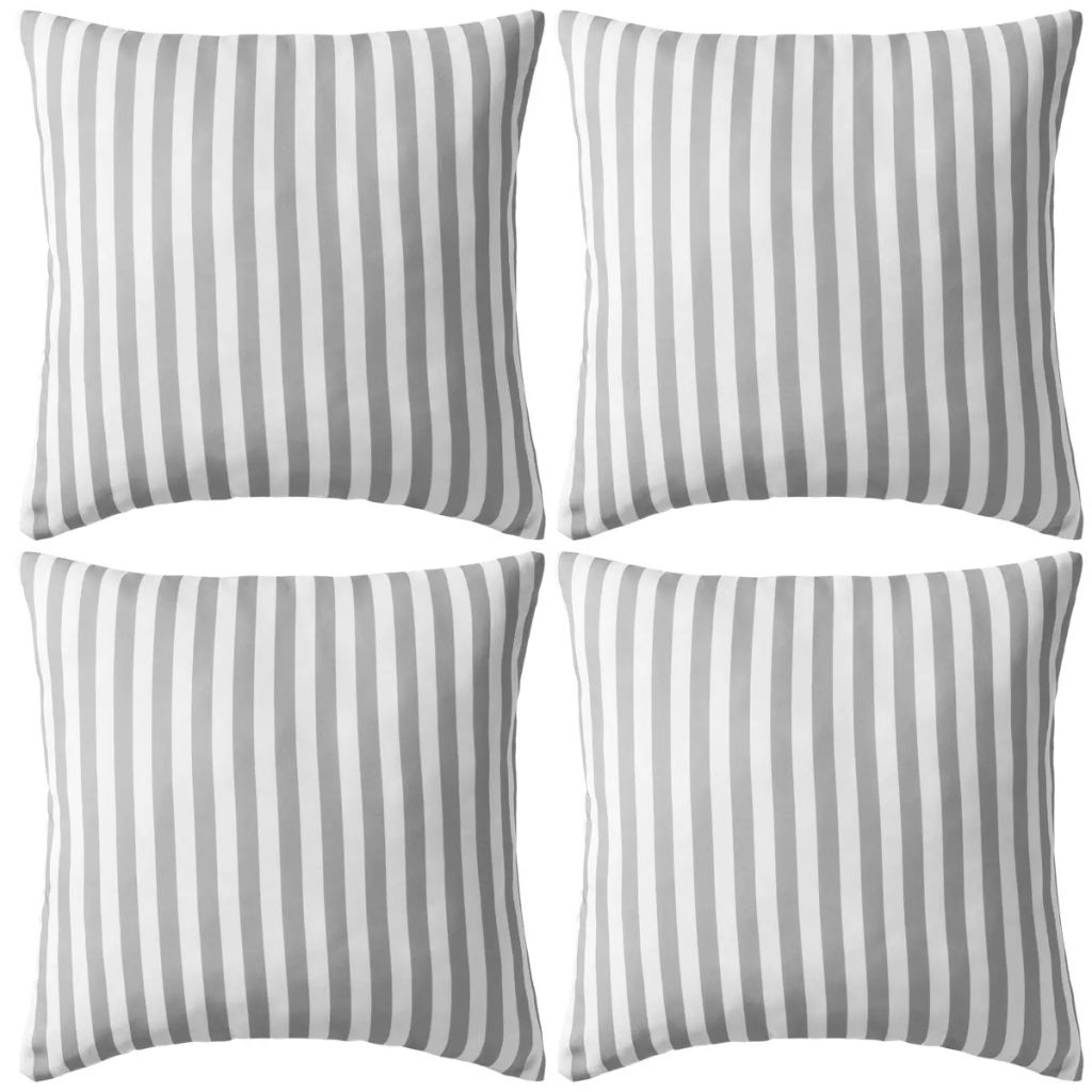 Gartenkissen 4 Stk. Streifenmuster 45 x 45 cm Grau Gartenkissen 4 Stk. Streifenmuster 45 x 45 cm Grau