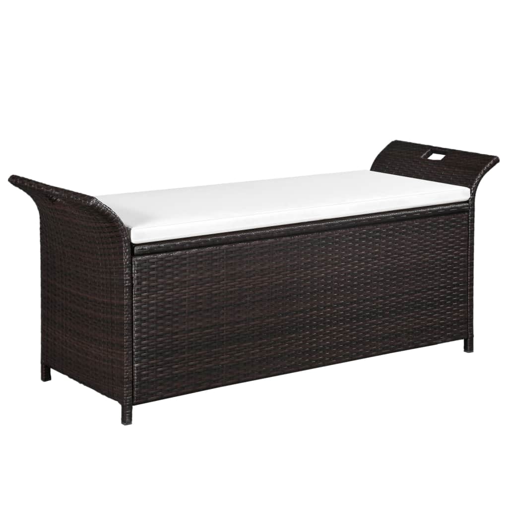 Truhenbank mit Polster 138 cm Poly Rattan Braun Truhenbank mit Polster 138 cm Poly Rattan Braun