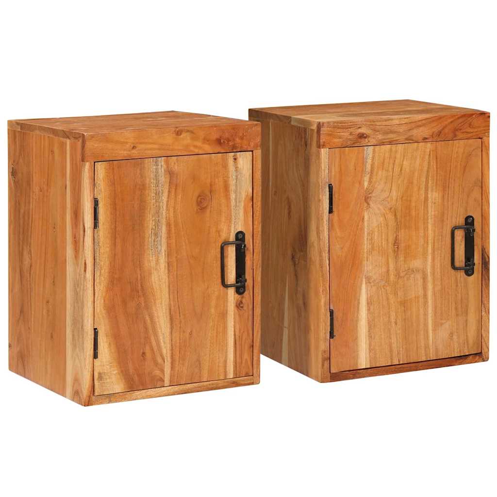 Nachttisch 2 pcs Braun 35 x 33 x 48 cm Massivholz Akazie