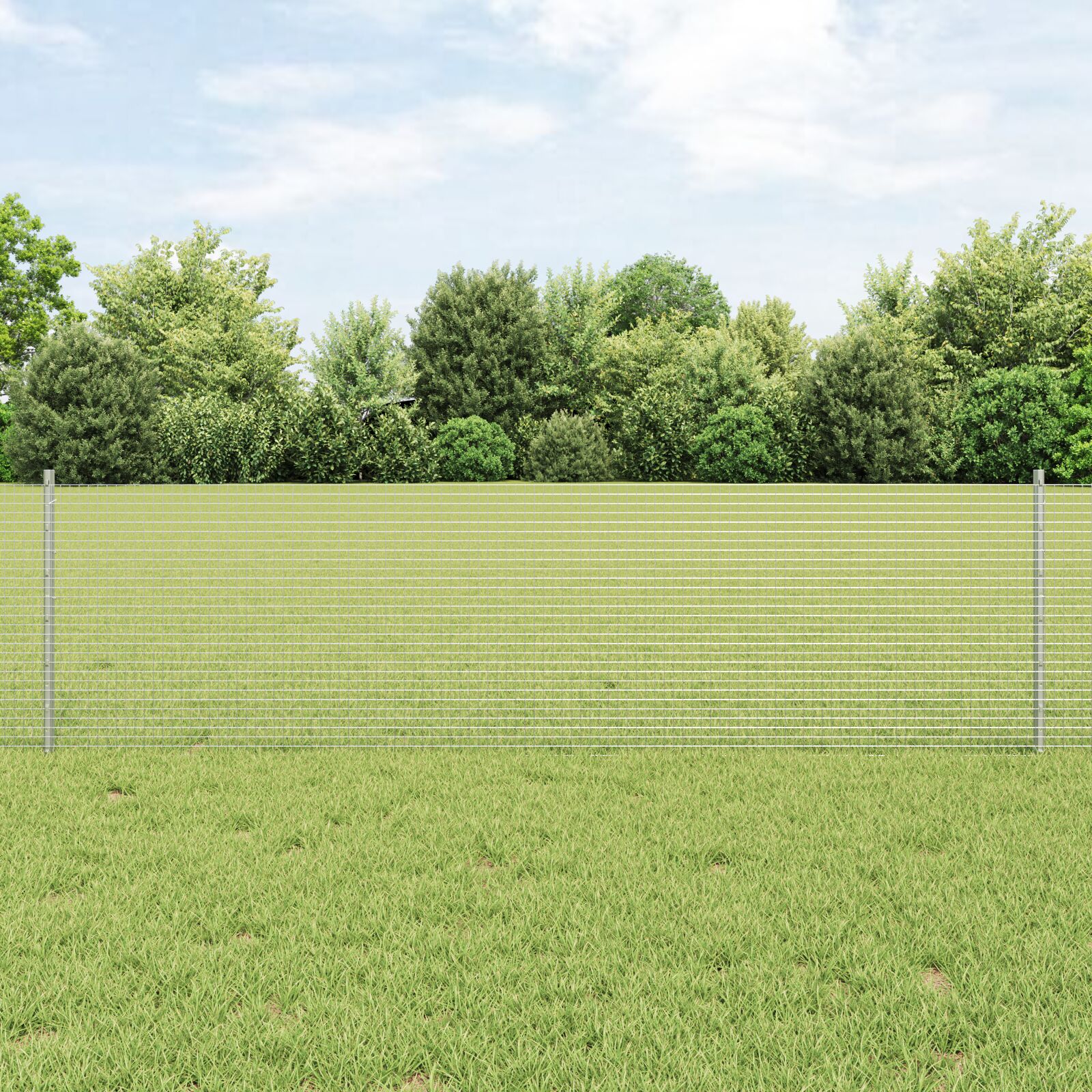 Geschweißter Drahtzaun mit 22 U-Posts Silber 0.6x50 m Stahl