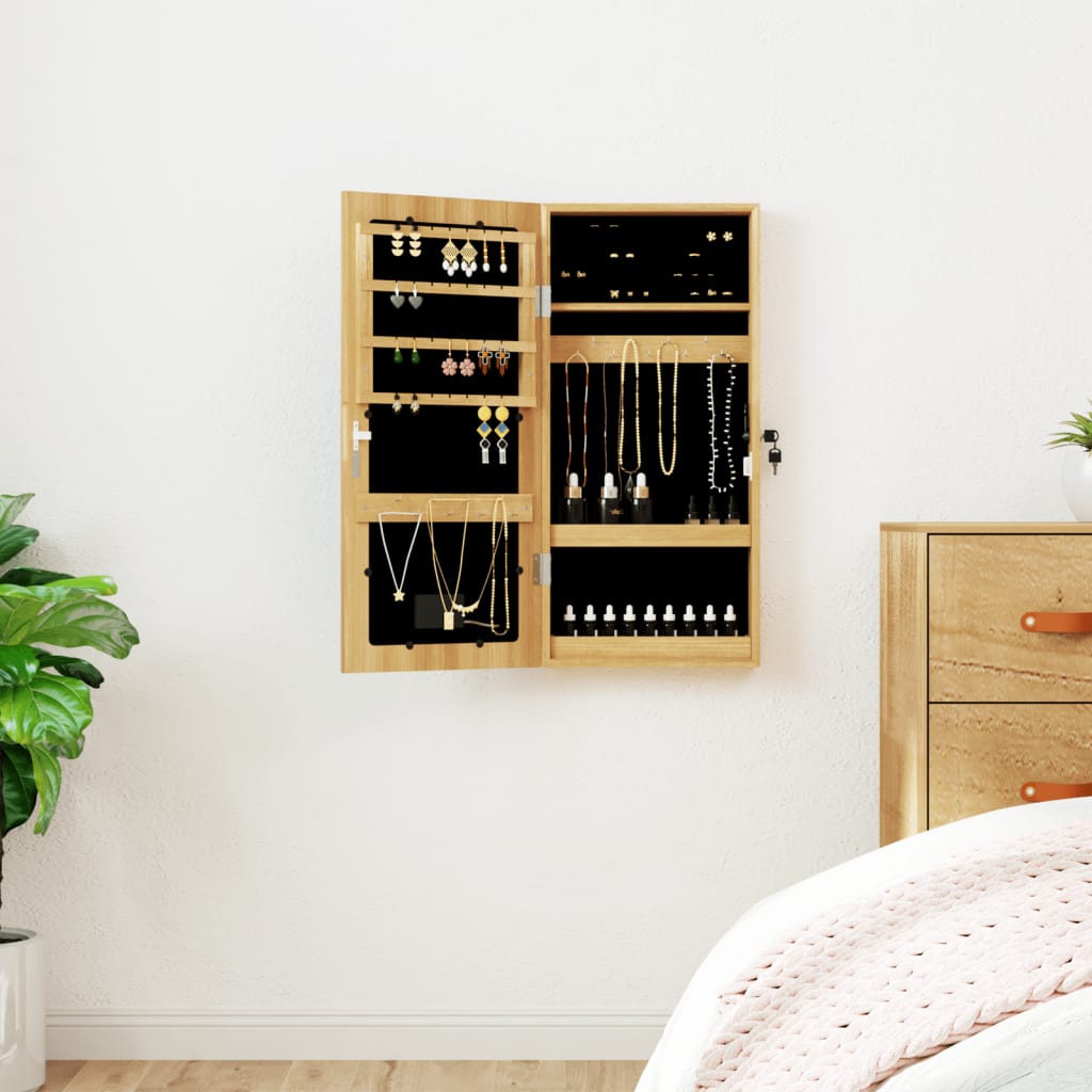 Spiegel-Schmuckschrank mit LED-Beleuchtung Wandmontage Spiegel-Schmuckschrank mit LED-Beleuchtung Wandmontage