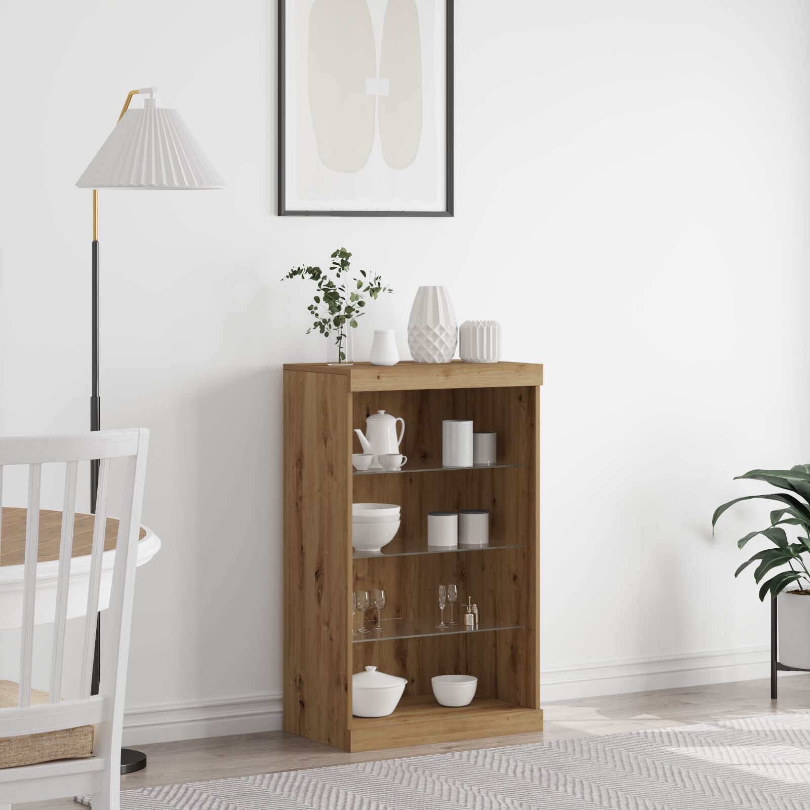 vidaXL Sideboard mit LED-Lichtern Artisan Eiche 60,5x37x100 cm