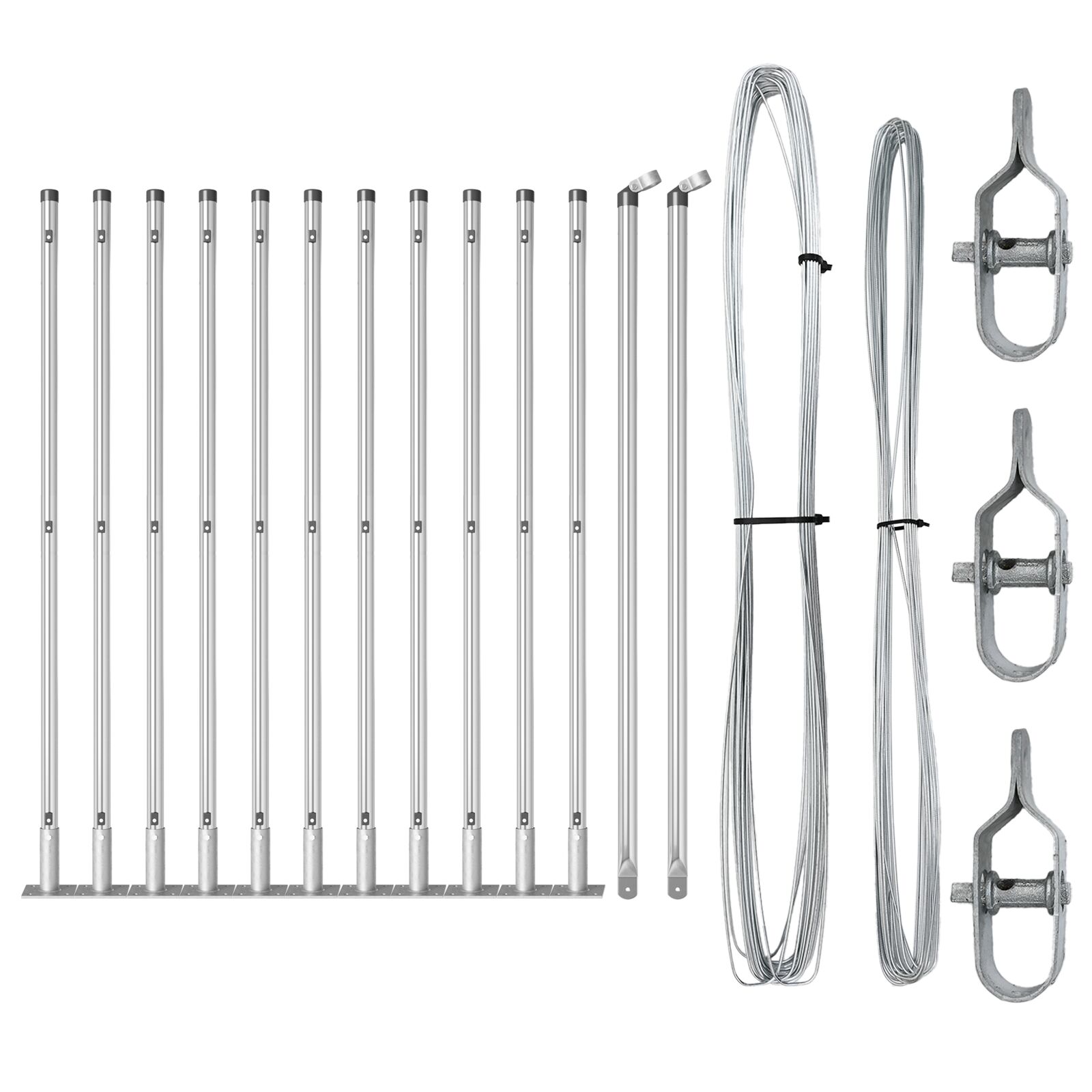 Zaunpfosten mit Bodenplatten 13 Stück Ø32mm 90cm verzinkter Stahl