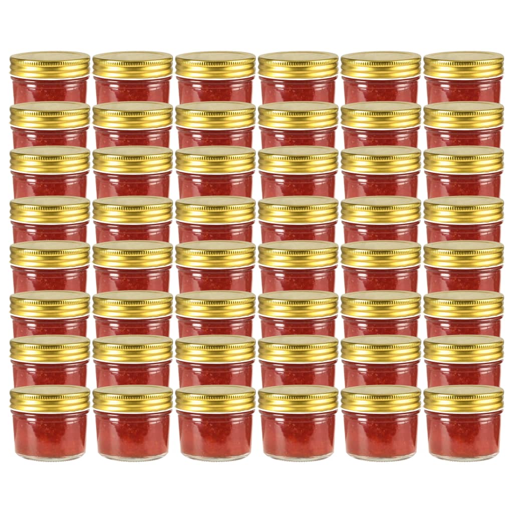 Marmeladengläser mit goldenem Deckel 48 Stk. 110 ml Marmeladengläser mit goldenem Deckel 48 Stk. 110 ml