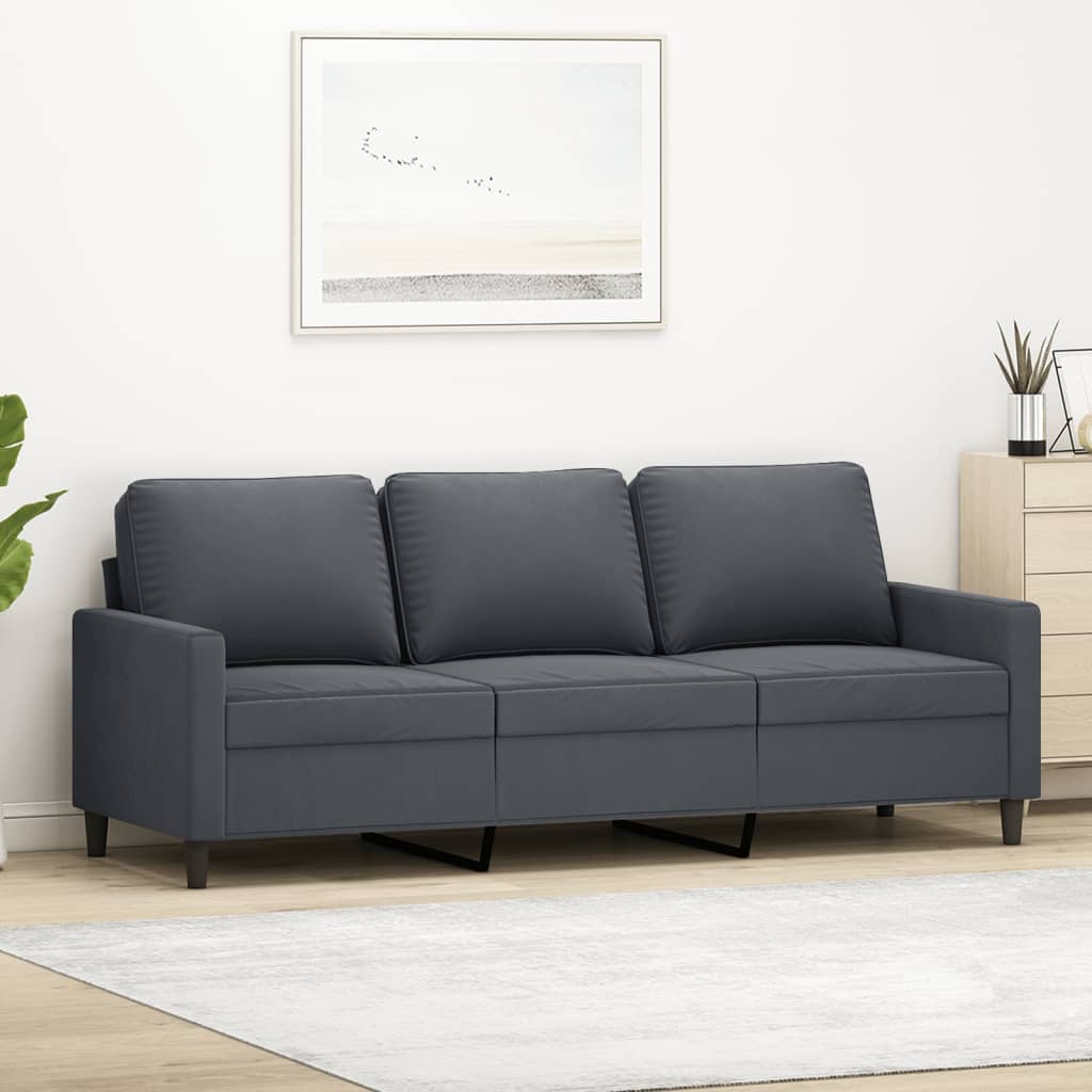 3-Sitzer-Sofa Dunkelgrau 180 cm Samt 3-Sitzer-Sofa Dunkelgrau 180 cm Samt