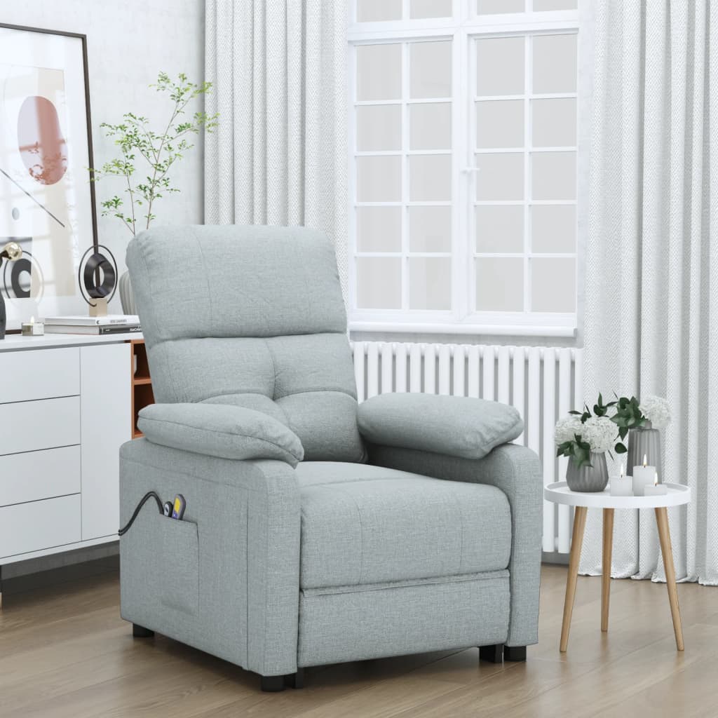 Massagesessel Elektrisch Hellgrau Stoff Massagesessel Elektrisch Hellgrau Stoff