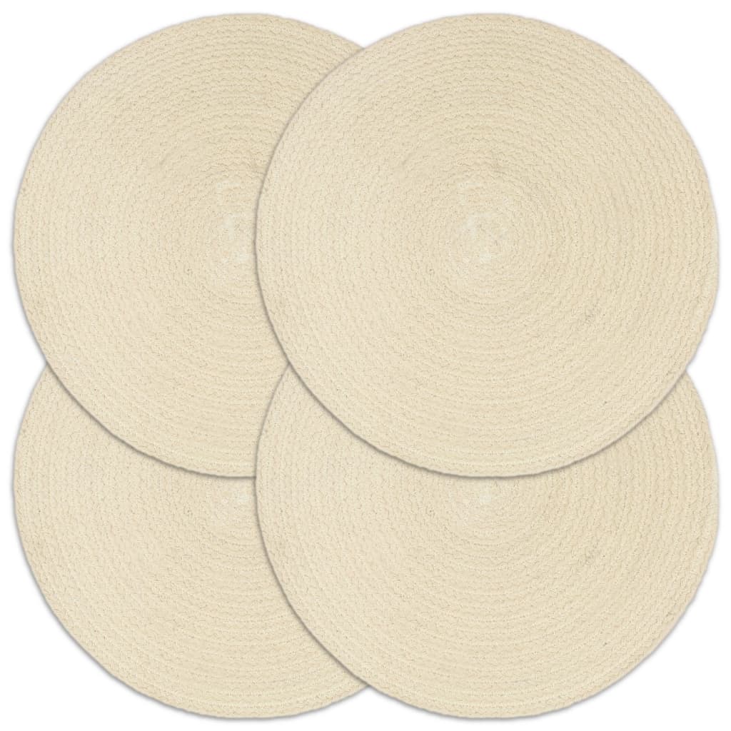 Tischsets 4 Stk. Natur 38 cm Rund Baumwolle Tischsets 4 Stk. Natur 38 cm Rund Baumwolle