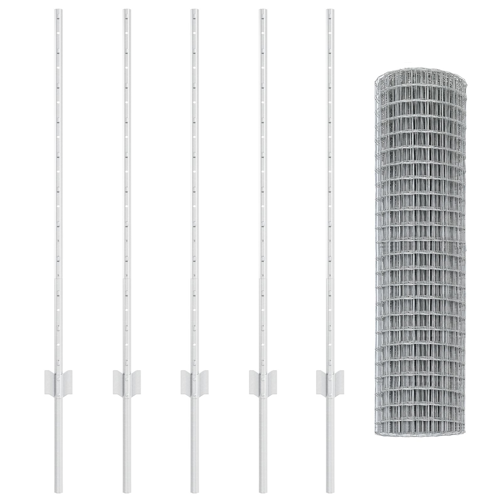 Euro Zaun mit 10 U Pfosten Silber 1x10 m Stahl