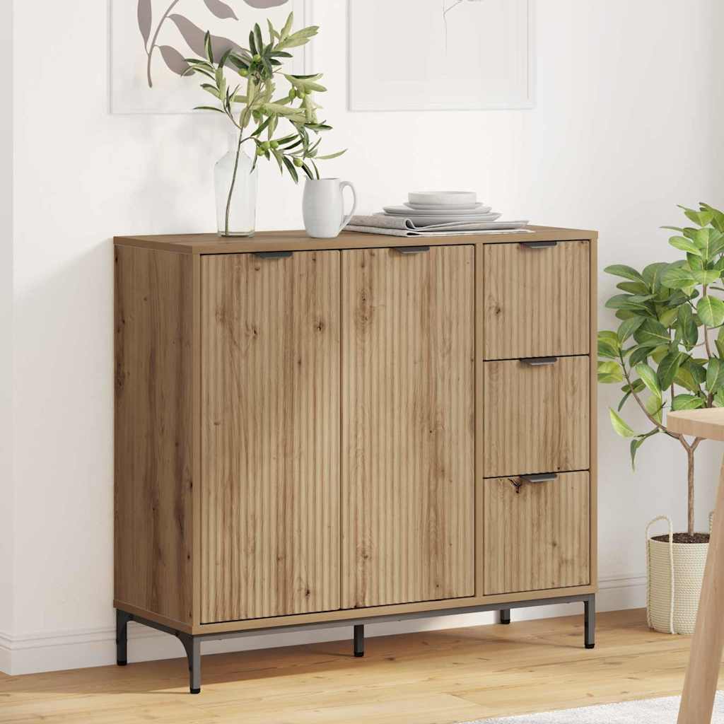 Sideboard Eiche handwerklich 89,5 x 33 x 82 cm Holzwerkstoff