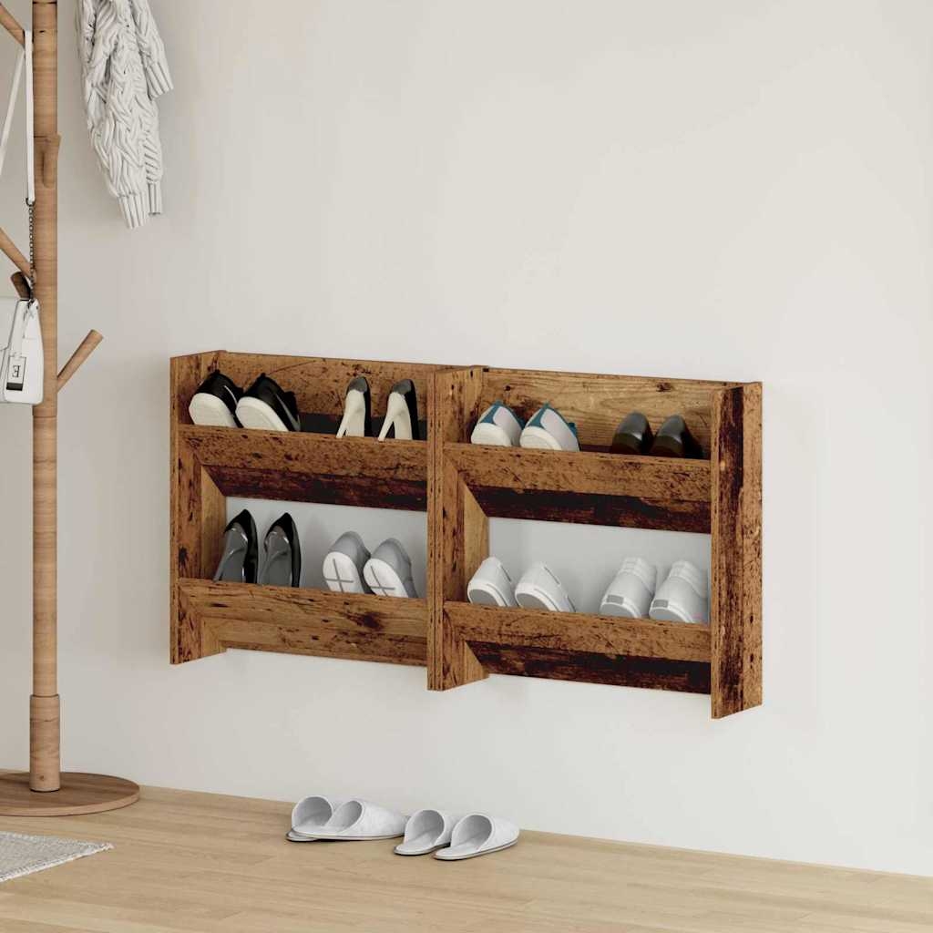 Wandschuhschränke 2 pcs Altholz 60 x 18 x 60 cm Holzwerkstoff Wandschuhschränke 2 pcs Altholz 60 x 18 x 60 cm Holzwerkstoff