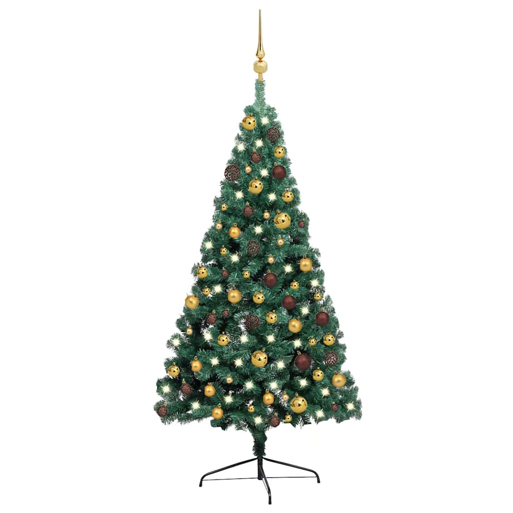 Künstlicher Halb-Weihnachtsbaum Beleuchtung Kugeln Grün 120 cm Künstlicher Halb-Weihnachtsbaum Beleuchtung Kugeln Grün 120 cm