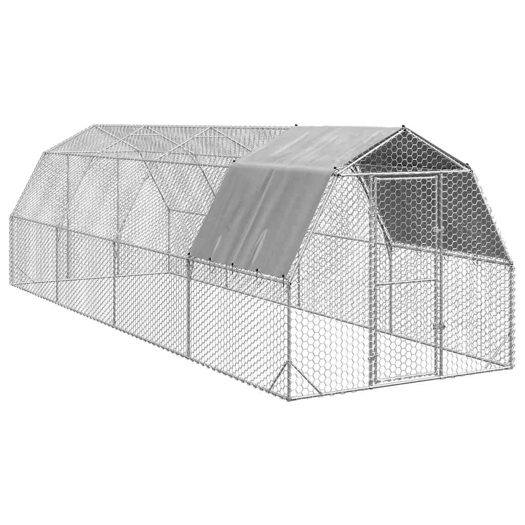 Hühnerstall mit Dach 2,5x8x2,25 m Verzinkter Stahl