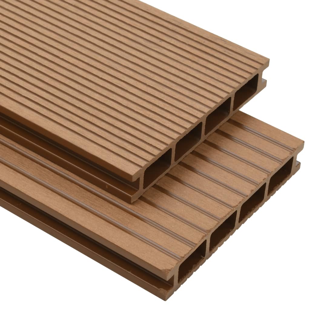 WPC Hohlkammer Terrassendielen mit Zubehör 15 m² 4 m Teak WPC Hohlkammer Terrassendielen mit Zubehör 15 m² 4 m Teak