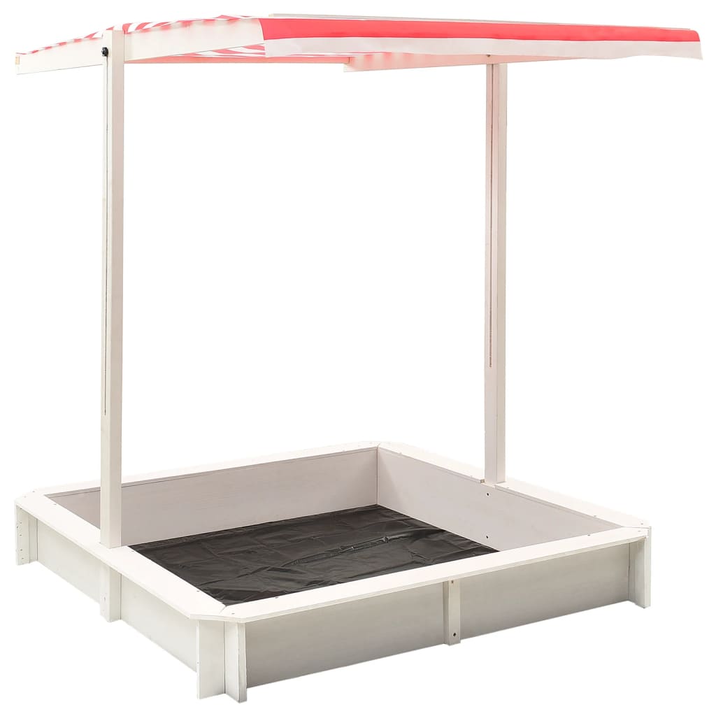 Sandkasten mit Verstellbarem Dach Tannenholz Weiß und Rot UV50 Sandkasten mit Verstellbarem Dach Tannenholz Weiß und Rot UV50